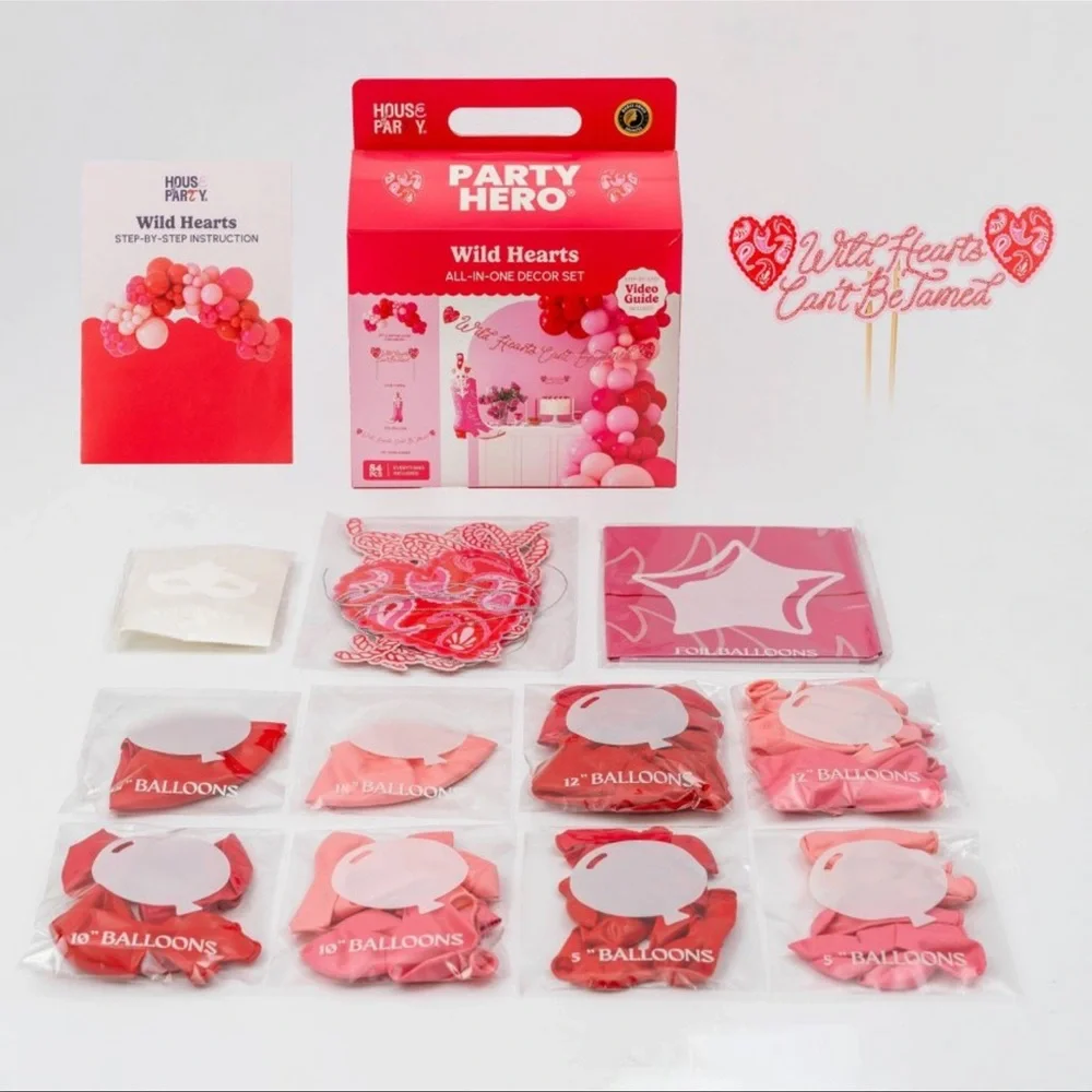 NEW‎ diy balloon girls night House of Party 83ct Wild Hearts Valentine Decor Kit